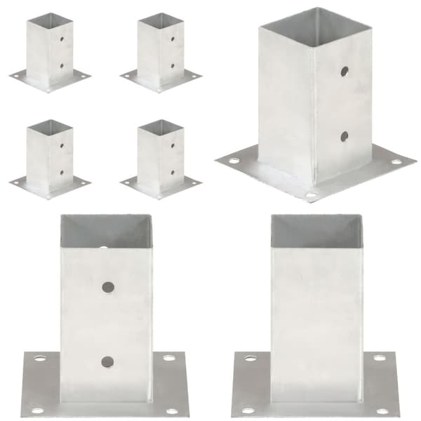 Stolpefod 4 stk. 81 mm galvaniseret metal - Stolpefod - Stolpefødder - Home & Living