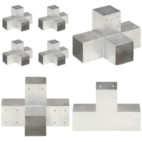Tolppaliittimet 4 kpl X-muoto galvanoitu metalli 91x91 mm - Tolppaliitin - Tolppaliittimet - Home & Living