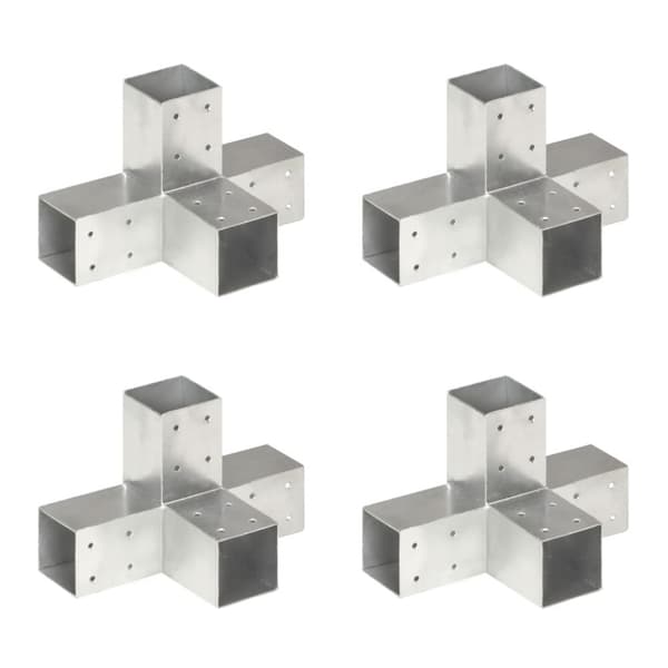 stolpebeslag X-form 4 stk. 71x71 mm galvaniseret metal