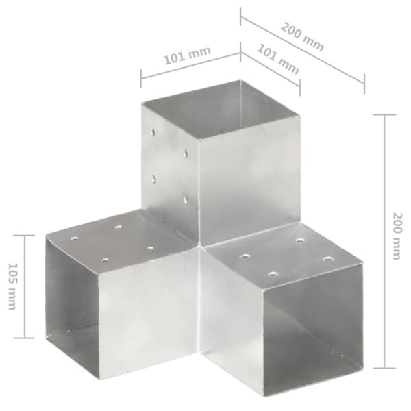 stolpebeslag Y-form 101x101 mm galvaniseret metal