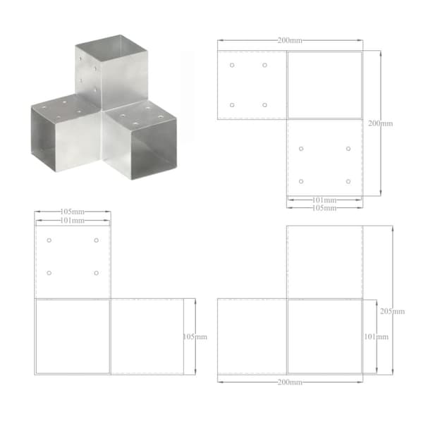 stolpebeslag Y-form 101x101 mm galvaniseret metal