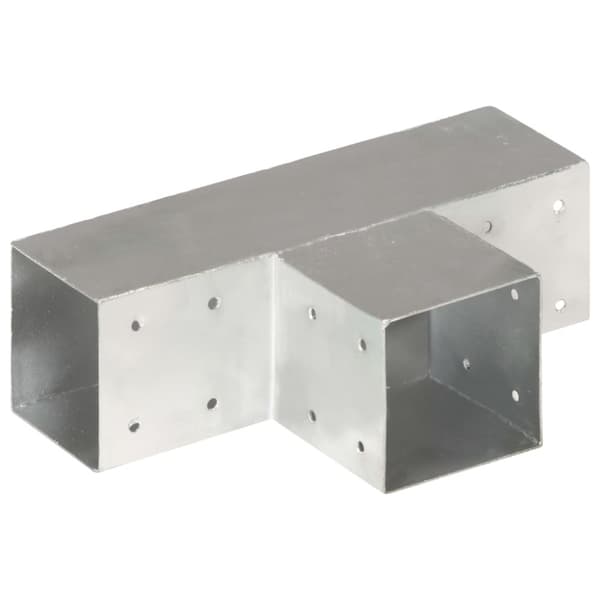 Stolpbeslag 4 st T-form galvaniserad metall 91x91 mm