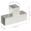 Miniatyrbild 7 av 8: Stolpbeslag 4 st T-form galvaniserad metall 91x91 mm