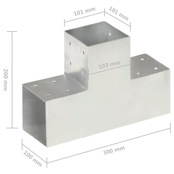 stolpebeslag T-form 101x101 mm galvaniseret metal