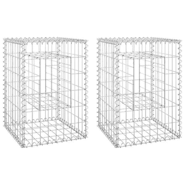 Gabionkorgar 2 st stolpformade 40x40x60 cm järn