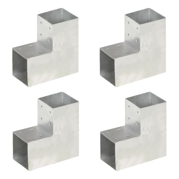 Stolpbeslag 4 st L-form galvaniserad metall 101x101 mm