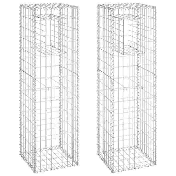 Gabionkorgar 2 st stolpformade 40x40x140 cm järn