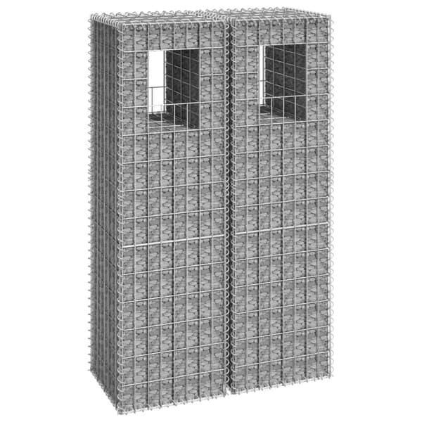 Gabionkorgar 2 st stolpformade 40x40x140 cm järn