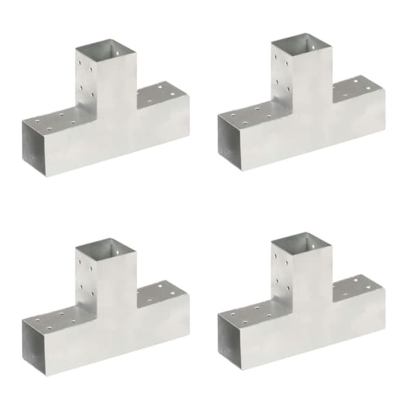 Stolpbeslag 4 st T-form galvaniserad metall 71x71 mm