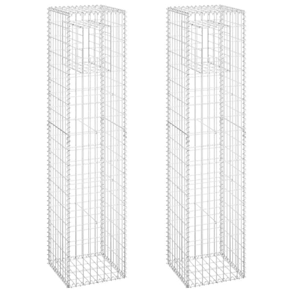 Gabionkorgar 2 st stolpformade 40x40x180 cm järn