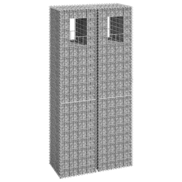 Gabionkorgar 2 st stolpformade 40x40x180 cm järn