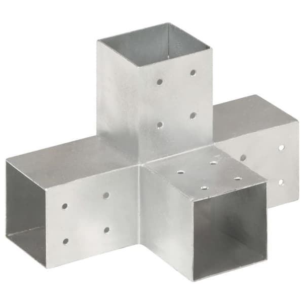 Stolpbeslag 4 st X-form galvaniserad metall 81x81 mm