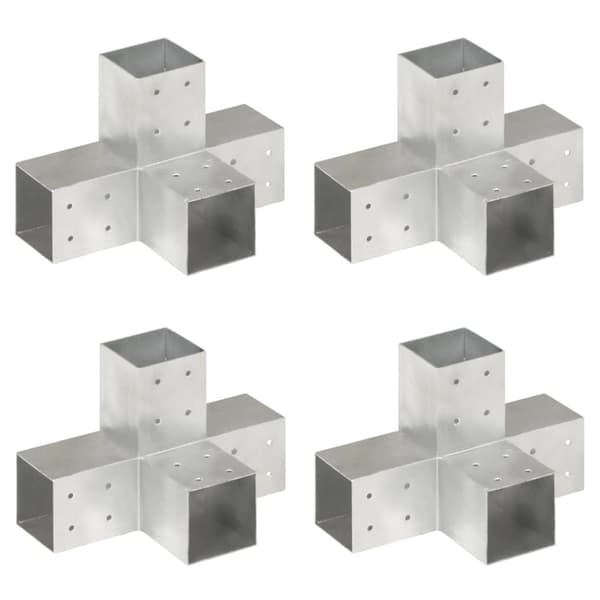 Stolpbeslag 4 st X-form galvaniserad metall 81x81 mm