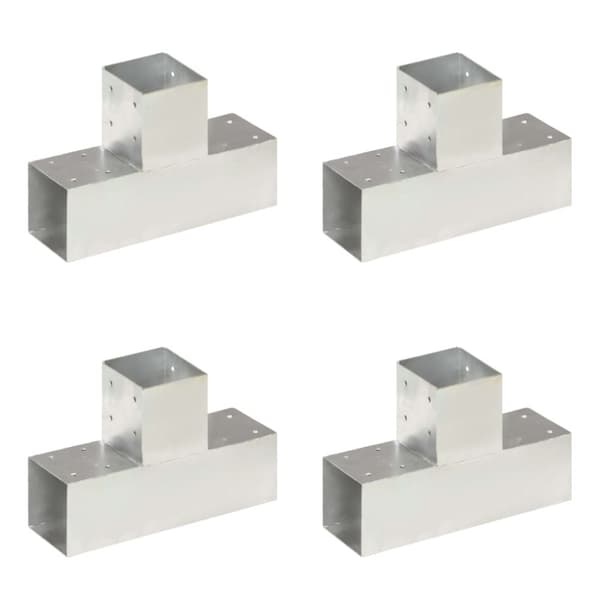 Stolpbeslag 4 st T-form galvaniserad metall 91x91 mm