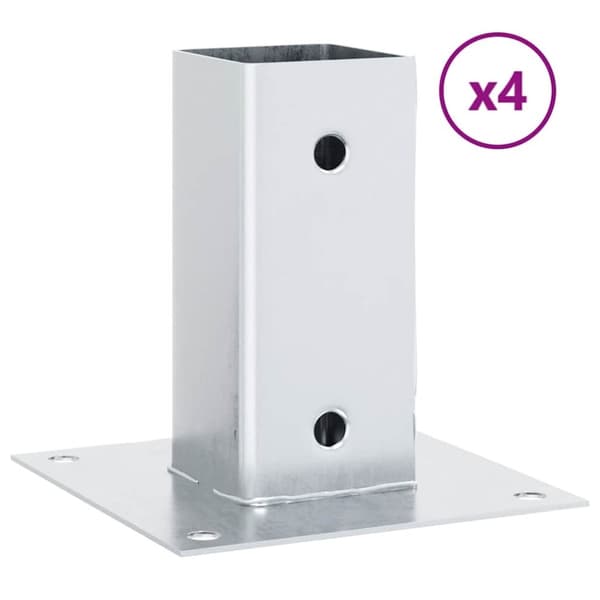 vidaXL stolpefødder firkantet 4 stk. 71x71 mm galvaniseret stål