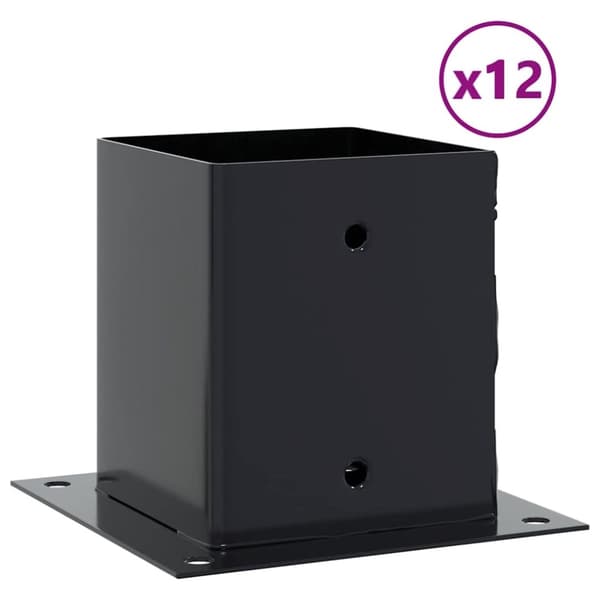 vidaXL Stolpebunner firkantet 12 stk 121x121 mm pulverlakkert stål