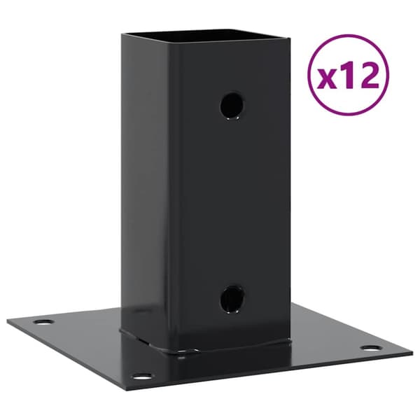 vidaXL Stolpbaser, fyrkant, 12 delar, antracit, 71x71 mm