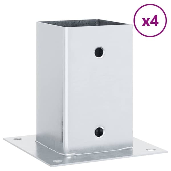 vidaXL stolpefødder firkantet 4 stk. 91x91 mm galvaniseret stål