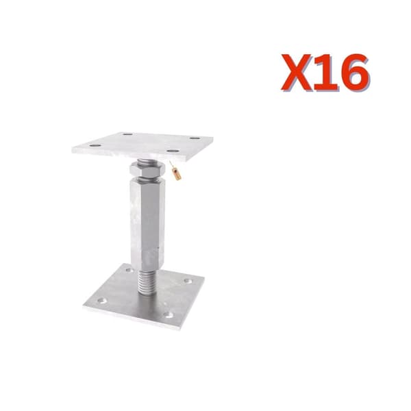 Pilarin säätöjalka, pitkä ja matala mutteri M20x110-160, 80x80 - 80x160 sähkösinkitty, 16 kpl