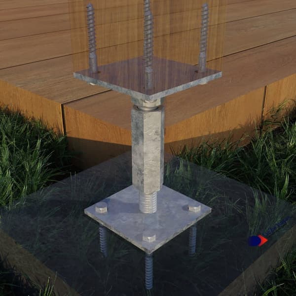 Pilarin säätöjalka, pitkä ja matala mutteri M20x135-200, 100x100 - 100x160 sähkösinkitty, 4 kpl