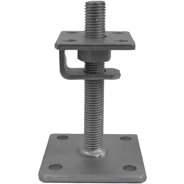 Stolpefod justerbar med plade, krog og løs møtrik M20x150 varmgalvaniseret, 12 stk