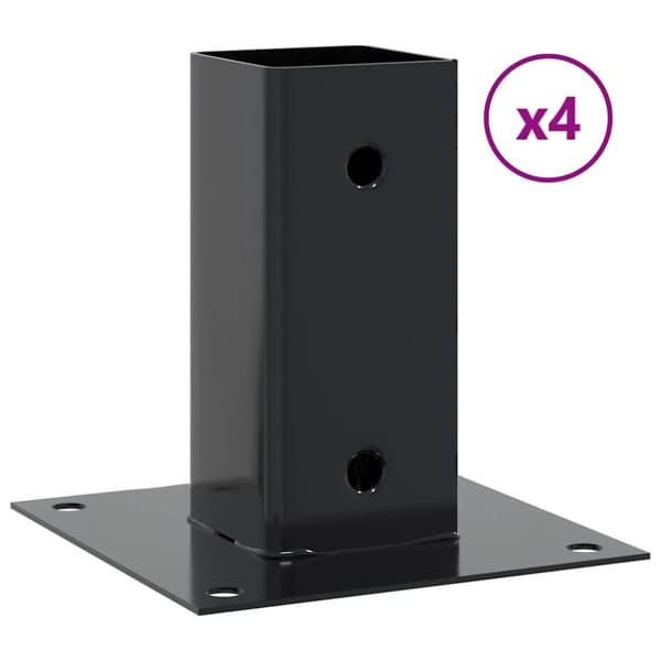 vidaXL stolpefødder firkantet 4 stk. 61x61 mm pulverlakeret stål