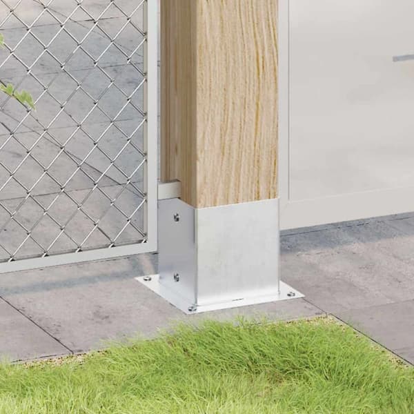 vidaXL Pylväiden jalustat neliö 12kpl hopea 141x141mm galvanoitu teräs