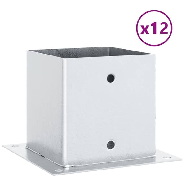 vidaXL stolpefødder firkantet 12 stk. 141x141 mm galvaniseret stål