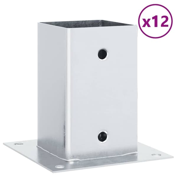 vidaXL stolpefødder firkantet 12 stk. 81x81 mm galvaniseret stål