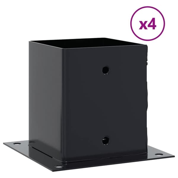 vidaXL stolpefødder firkantet 4 stk. 101x101 mm pulverlakeret stål