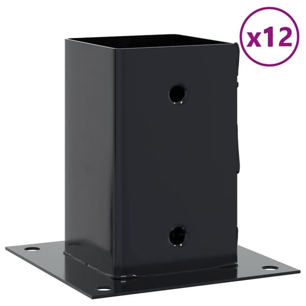 vidaXL stolpefødder firkantet 12 stk. 91x91 mm pulverlakeret stål