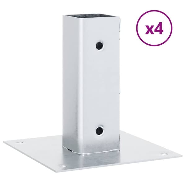 vidaXL stolpefødder firkantet 4 stk. 46x46 mm galvaniseret stål