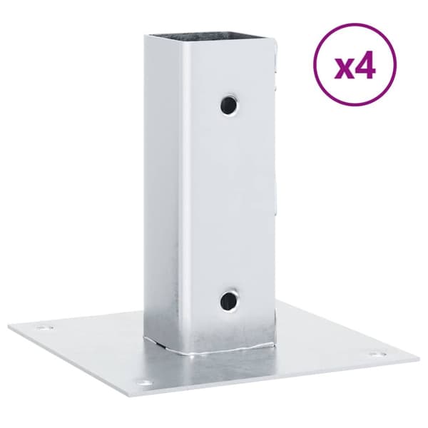 vidaXL stolpefødder firkantet 4 stk. 51x51 mm galvaniseret stål
