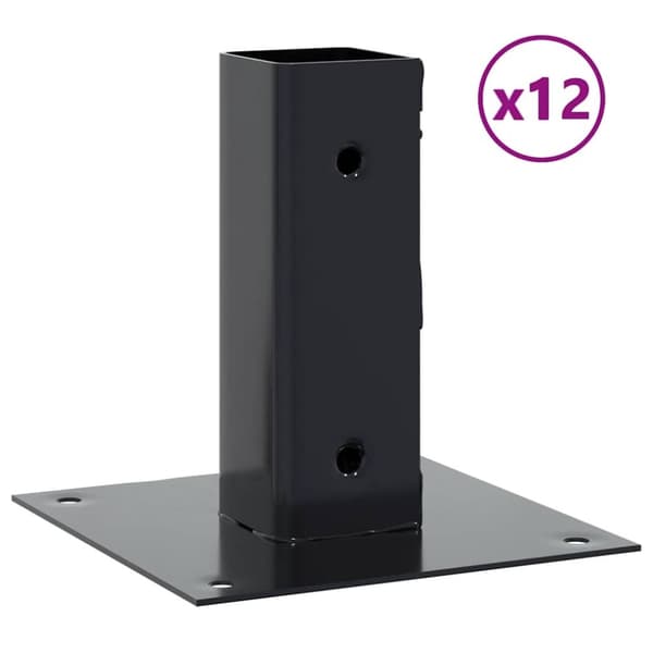 vidaXL stolpefødder firkantet 12 stk. 51x51 mm pulverlakeret stål