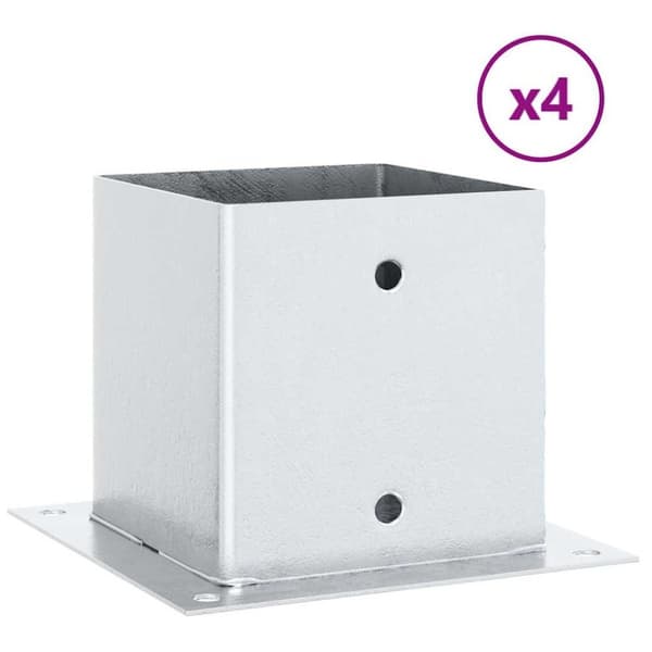 vidaXL stolpefødder firkantet 4 stk. 141x141 mm galvaniseret stål