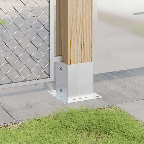 vidaXL Stolpbaser fyrkant 4 st silver 121x121 mm galvaniserat stål