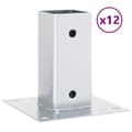 Miniatyrbilde 1 av 11: vidaXL Stolpebunner firkantet 12 stk sølv 61x61 mm galvanisert stål