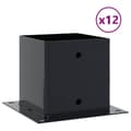 Miniatyrbilde 1 av 11: vidaXL Stolpebunner firkantet 12 stk 141x141 mm pulverlakkert stål