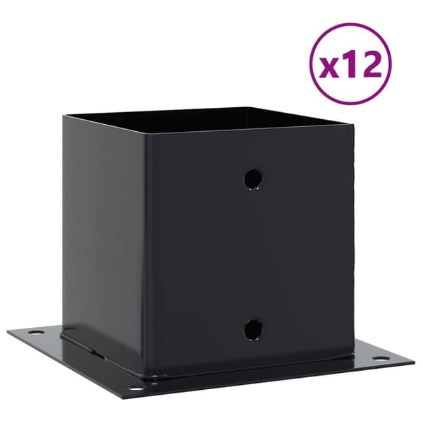 vidaXL Stolpebunner firkantet 12 stk 141x141 mm pulverlakkert stål