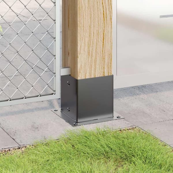 vidaXL Stolpbaser fyrkant 4 st antracit 141x141 mm pulverlackerat stål