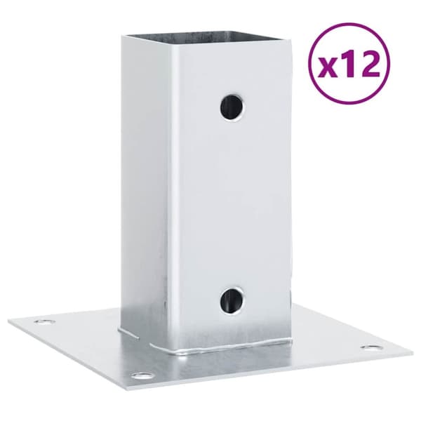 vidaXL stolpefødder firkantet 12 stk. 71x71 mm galvaniseret stål