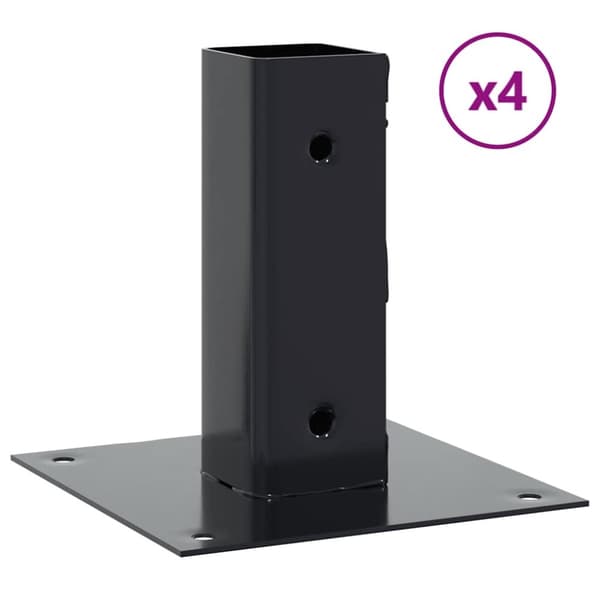 vidaXL stolpefødder firkantet 4 stk. 46x46 mm pulverlakeret stål
