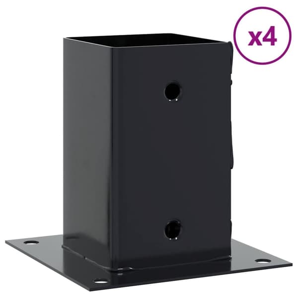 vidaXL Stolpbaser, fyrkant, 4 st, 81x81 mm pulverlackerat stål