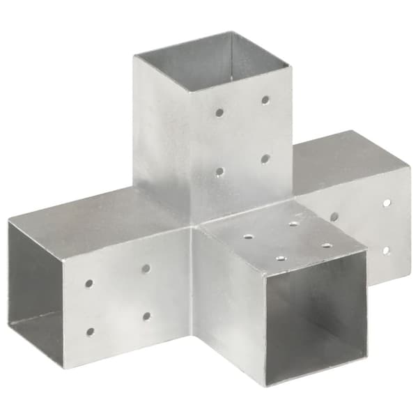 Stolpbeslag X-form galvaniserad metall 81x81 mm