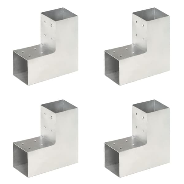 Stolpbeslag 4 st L-form galvaniserad metall 81x81 mm