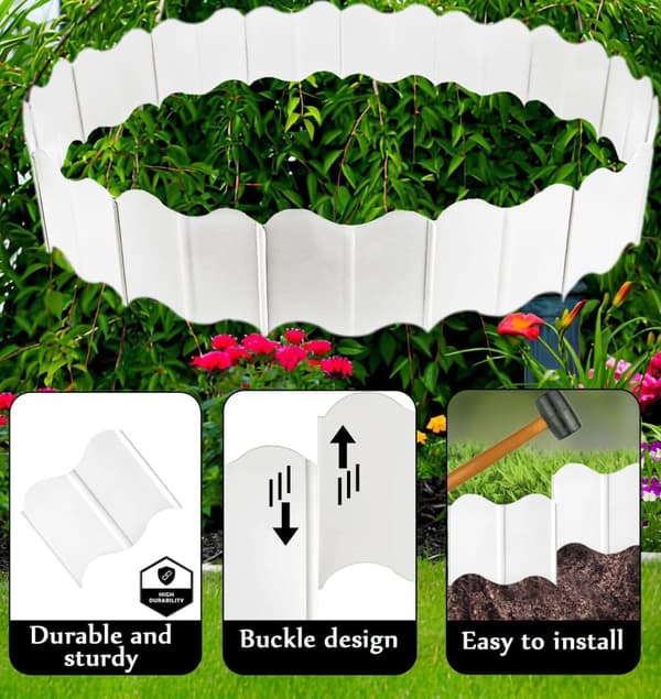 Bomclap 20 stycken dekorativa trädgårdsstaket plaststaket med flexibel splice design för trädgård, gräsmatta och trädgårdsinredning