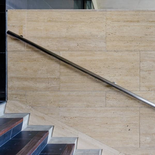 ECD Germany rustfrit stål V2A gelænder 60 cm, rundt Ø42mm, rustfast, børstet, indvendigt / udvendigt, inkl. Vægbeslag, gelænder i rustfrit stål