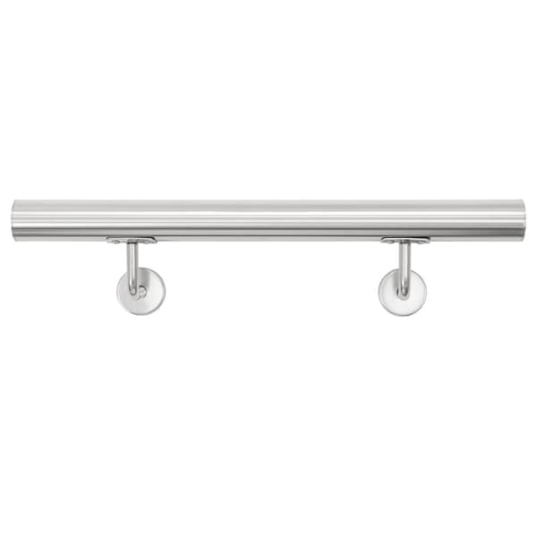 ECD Germany rustfrit stål V2A gelænder 60 cm, rundt Ø42mm, rustfast, børstet, indvendigt / udvendigt, inkl. Vægbeslag, gelænder i rustfrit stål