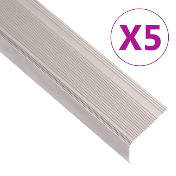 vidaXL L-formade halkskydd för trapp 5 st aluminium 90 cm champagne