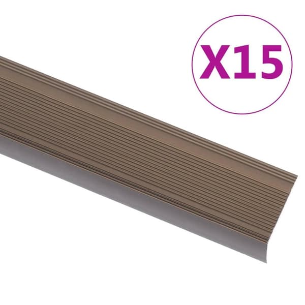 vidaXL Trappeneser L-form 15 stk aluminium 100 cm brun